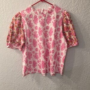 THML Pink and White Floral Blouse